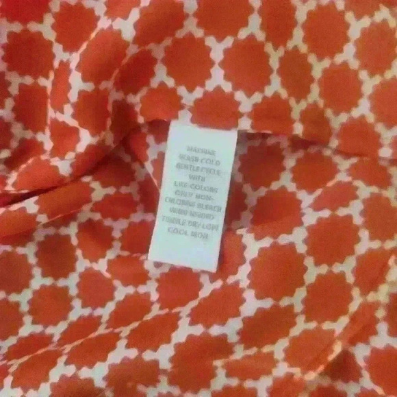 Charter Club orange white women's long sleeve with elastic waist blouse size M - Picture 6 of 8